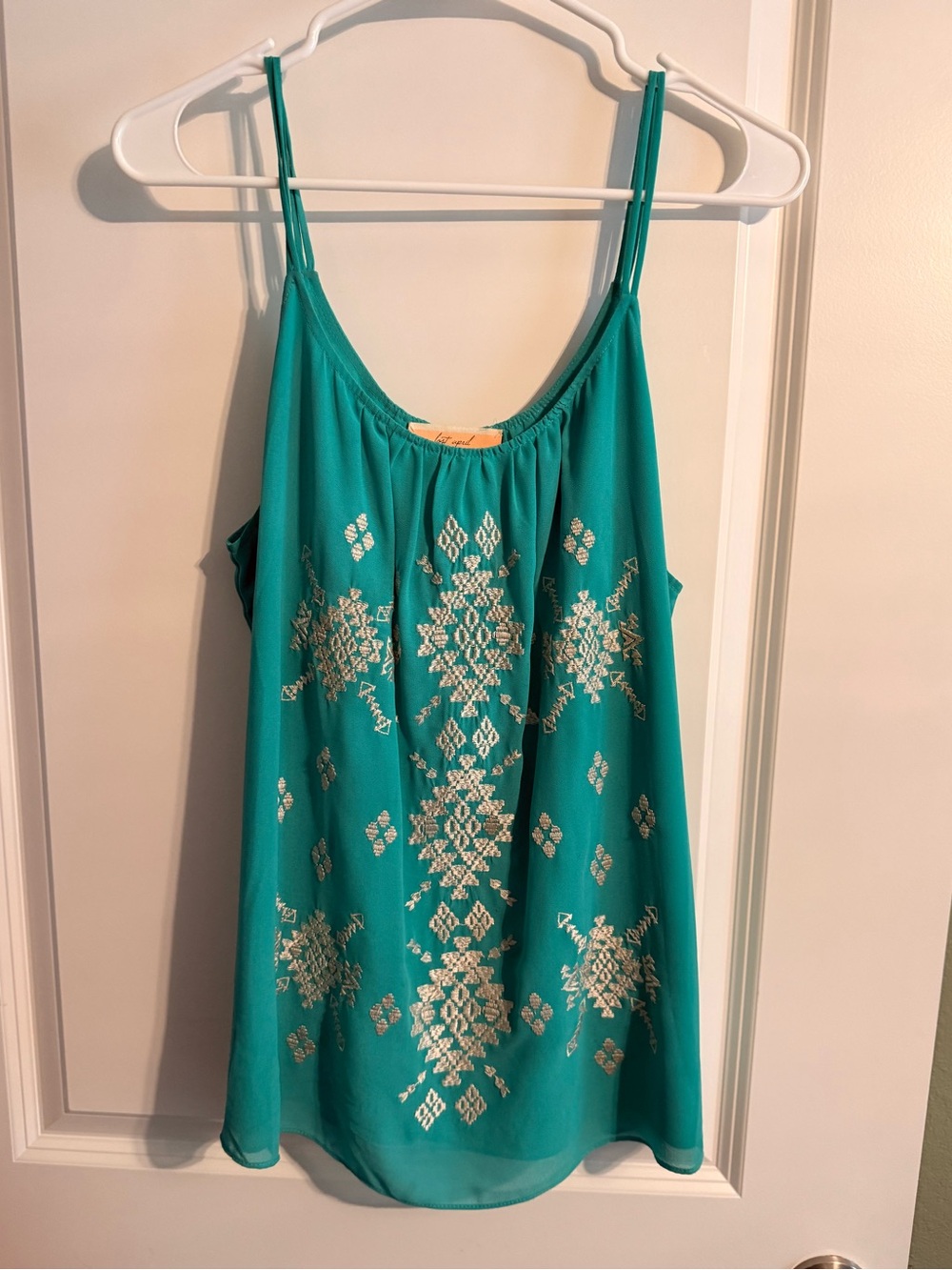 Teal Embroidered Spaghetti-Strap Camisole
